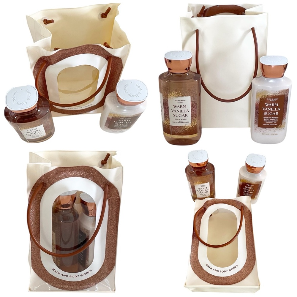 Bath & Body Works Warm Vanilla Sugar Body Wash & Lotion Full Size Set with Tote - Picture 2 of 12